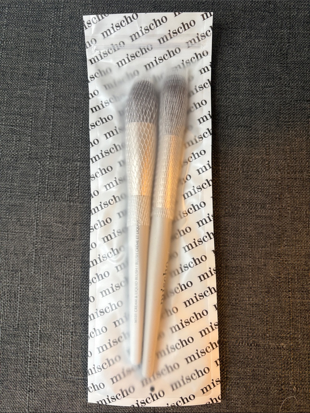 Mischo Women Makeup Brush Set - Silver Foam Handle, 2-Pack